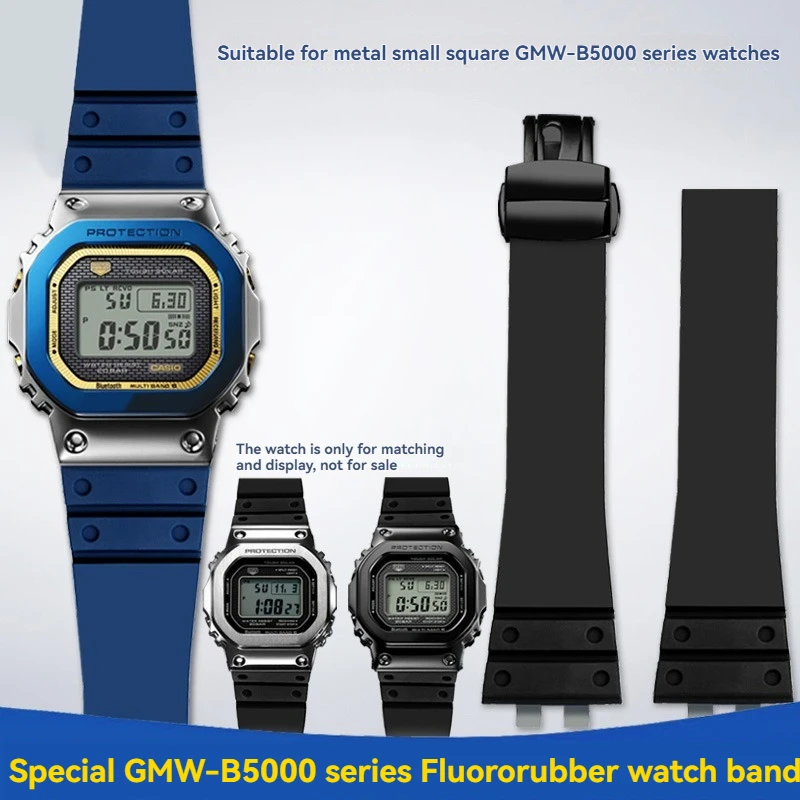 Фото GM-B2100 gmw-b5000 Ремешок для часов из фторкаучука для Casio G-SHOCK GMW-B5000 резиновый ремешок Корпус из нержавеющей стали FMK MEN ремешок для часов №1
