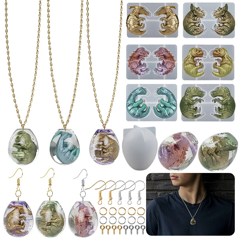 

DIY crystal drop glue epoxy resin mold dinosaur egg egg pendant dragon baby integrated star sky ball earrings silicone mold