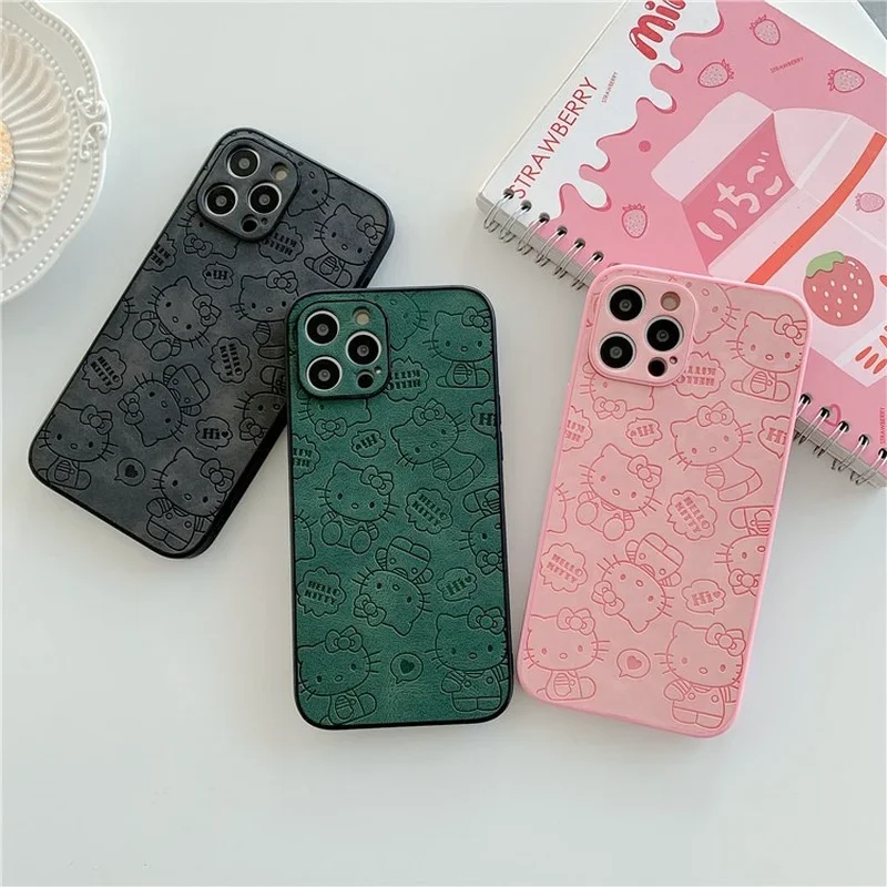Чехол Hello Kitty из искусственной кожи для IPhone 13 12 11 Pro XS Max XR