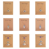 turkish evil eye pendant necklace for women men rhinestone crystal heart hamsa hand choker charm necklace lucky jewelry gift