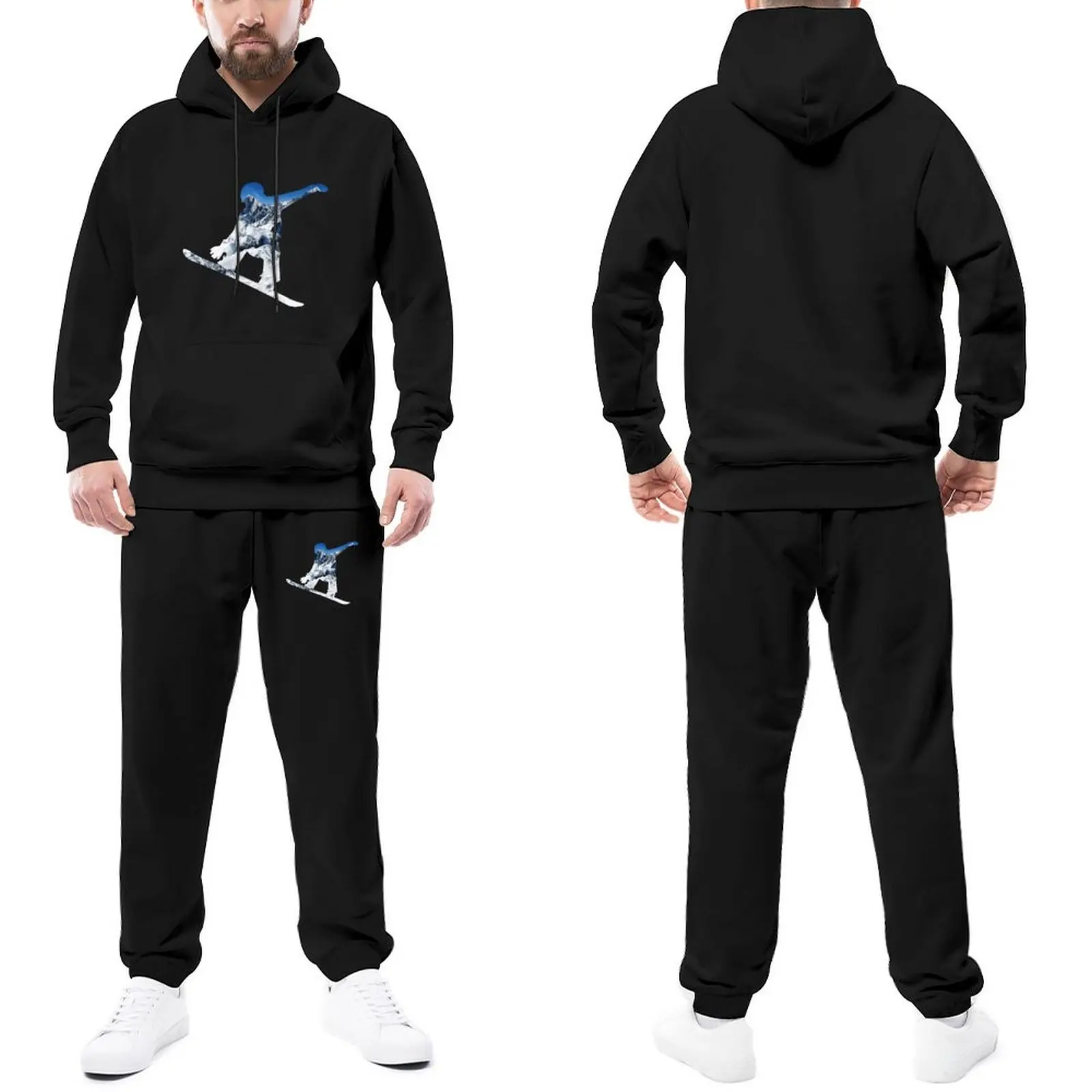 

Tracksuits Snowboard Hooded Set Snowboard Sport Hooded Set Oversized Casual Jogger Sportswear Men Streetwear Sweatsuits Gift