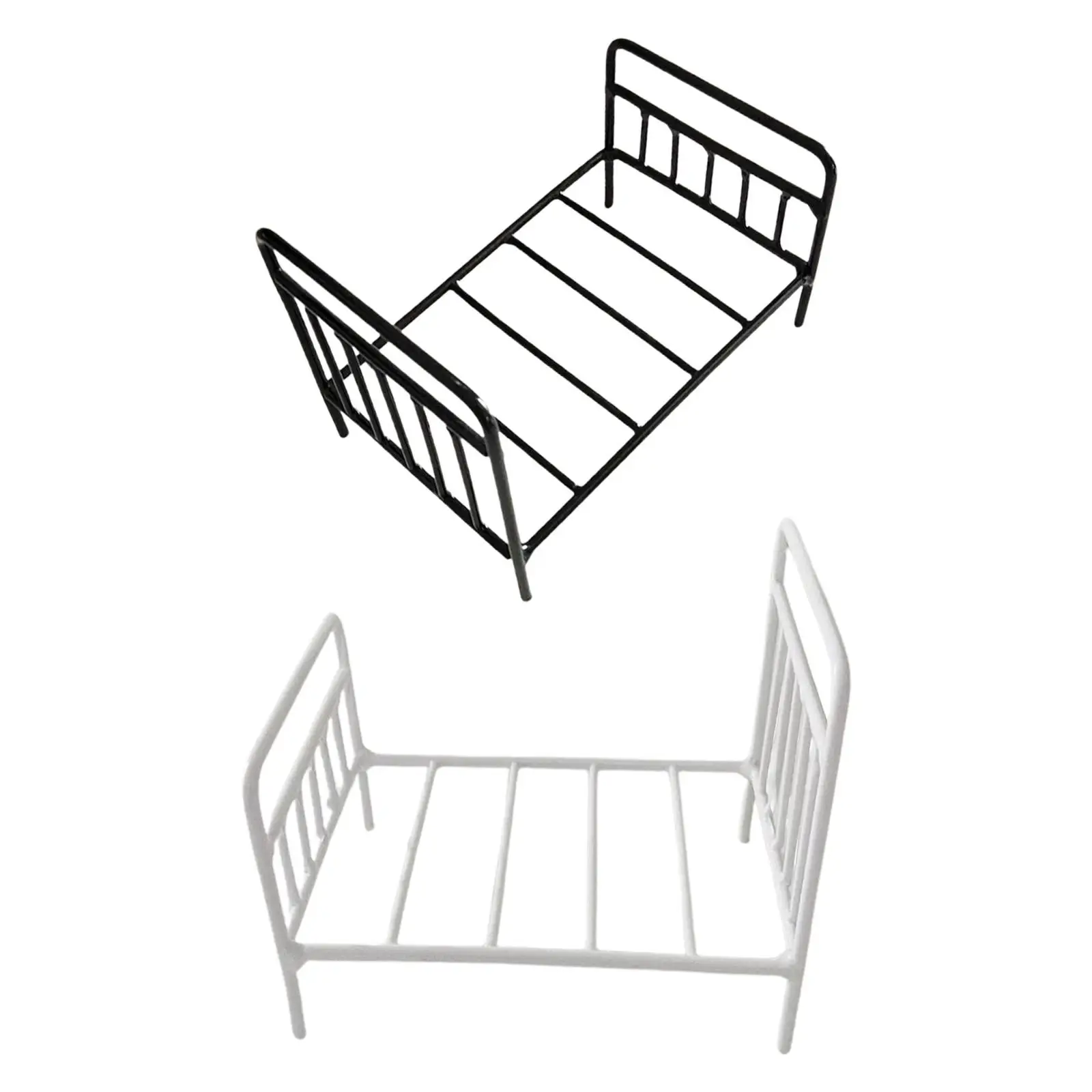 

Mini Dollhouse Furnishings 1/6 Scale Ornament Metal Bed for Dolls Bedroom