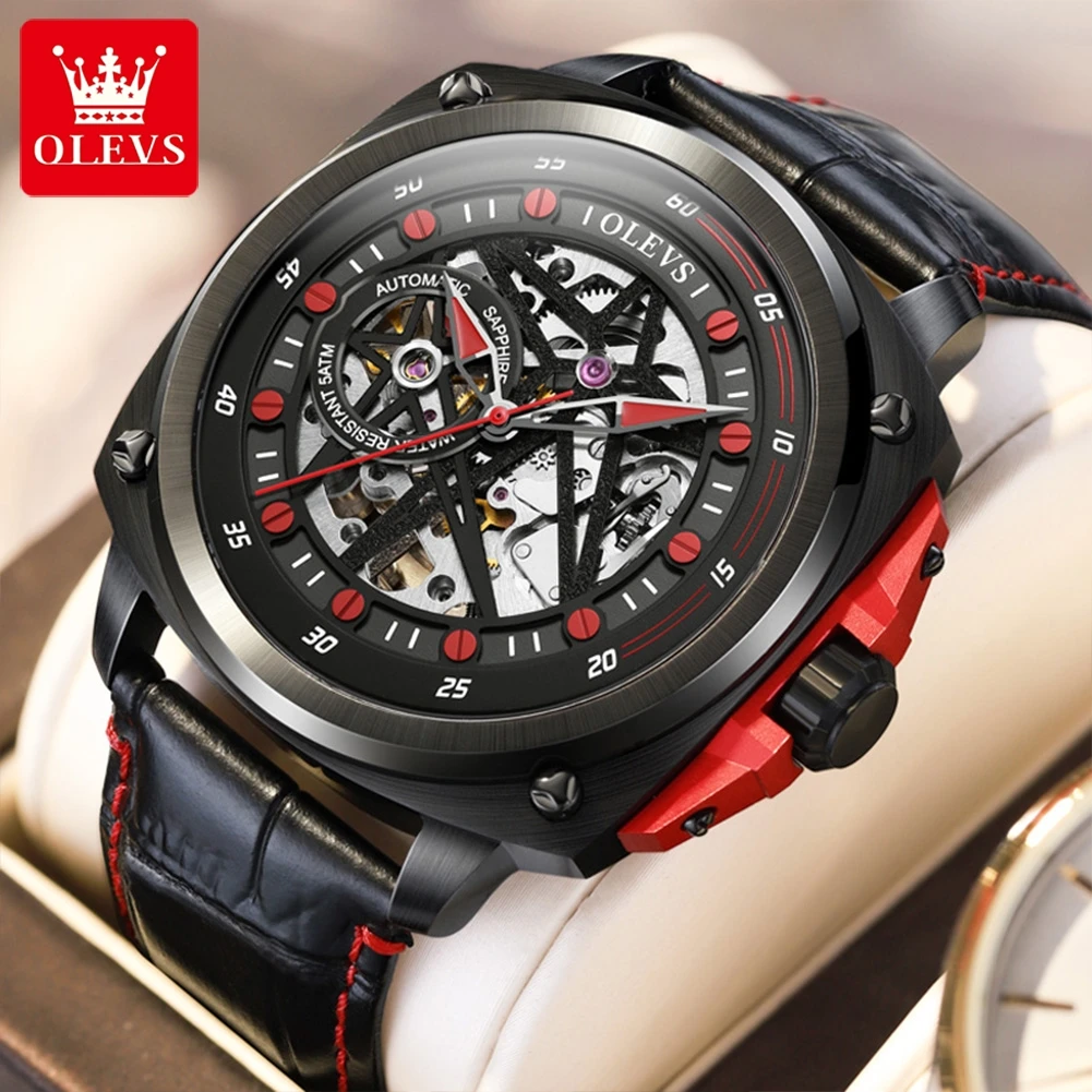 

OLEVS Automatic Watch for Men Waterproof Luxury Brand Hollow Out Design Man Watches Sport Skeleton Wristwatch Relogios Masculino