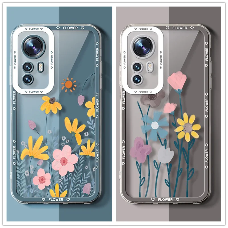 

Pink Flower Soft Silicone Case for Xiaomi Mi 12 11 Lite 10 Ultra 10T 10S 9 8 POCO F3 X4 X3 NFC M4 Pro A3 CC9E TPU Cover Fundas