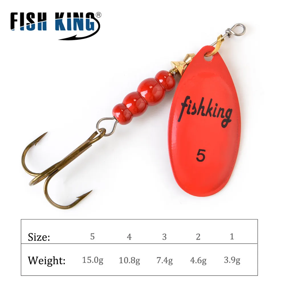 Фото Приманка для спиннинга FISH KING, 3,9 г, 4,6 г, 7,4 г, 15 г, искусственная металлическая приманка в виде ложки с тройными крючками, искусственная приманка для ловли окуня рыболовные товары силиконовые приманки блесна н №3