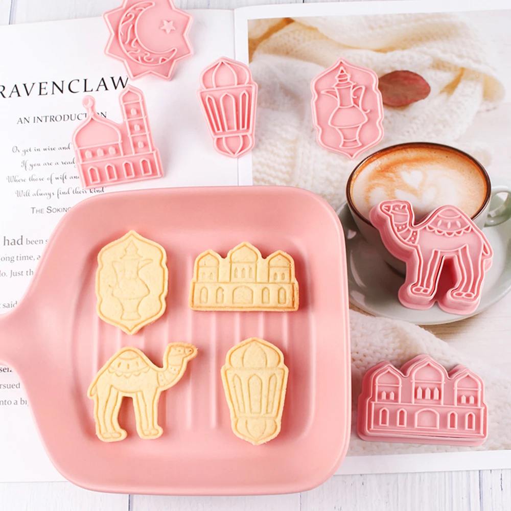 

Eid Mubarak Cookie Cutters 6PCS Ramadan Islamic Muslim Biscuit Mold, Mosque, Lantern, Camel, Star, Moon, Islamic Star