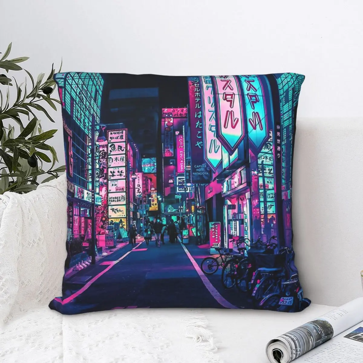 

Tokyo A Neon Wonderland Polyester Cushion Cover Home Car Decorative Soft Pillow Cover