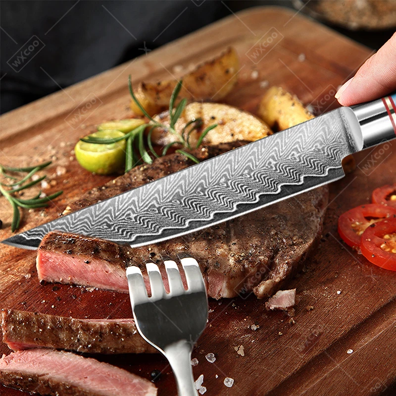 WXCOO Многофункциональный нож шеф-повара Кованые кухонные ножи Дамасская сталь Нож