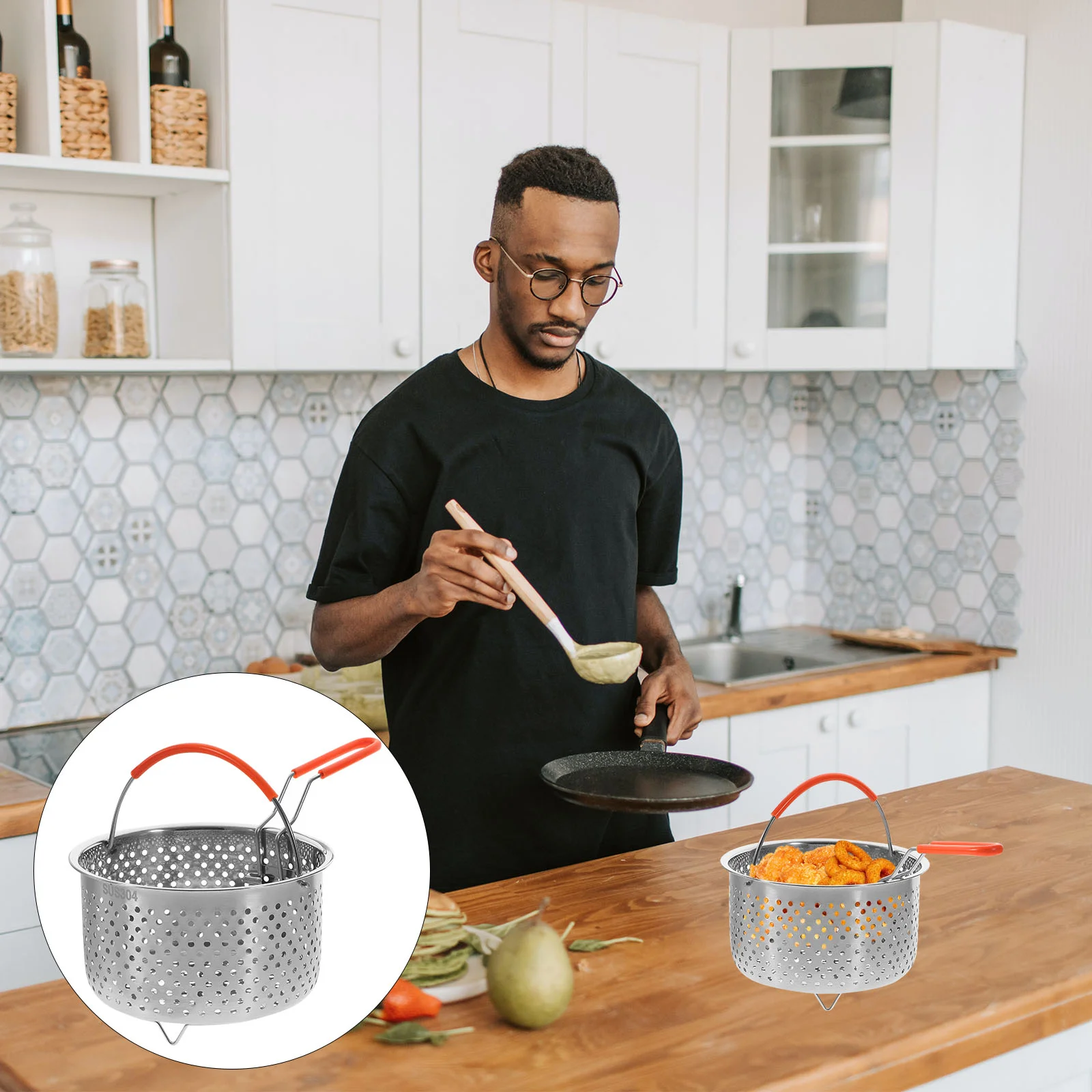 

Frying Basket With Handle Vegetable Noodle Basket Steamer Basket For Cooking