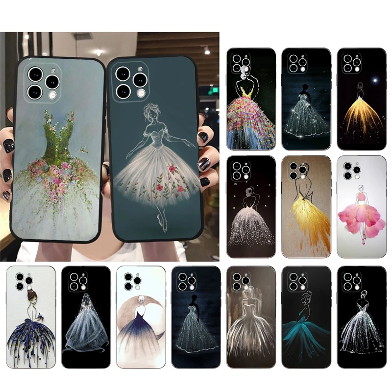 

Phone Case For iphone 14 Pro Max 13 12 11 Pro Max XS XR X 12mini 7 8 Plus SE Wedding Dress Girl Case Funda