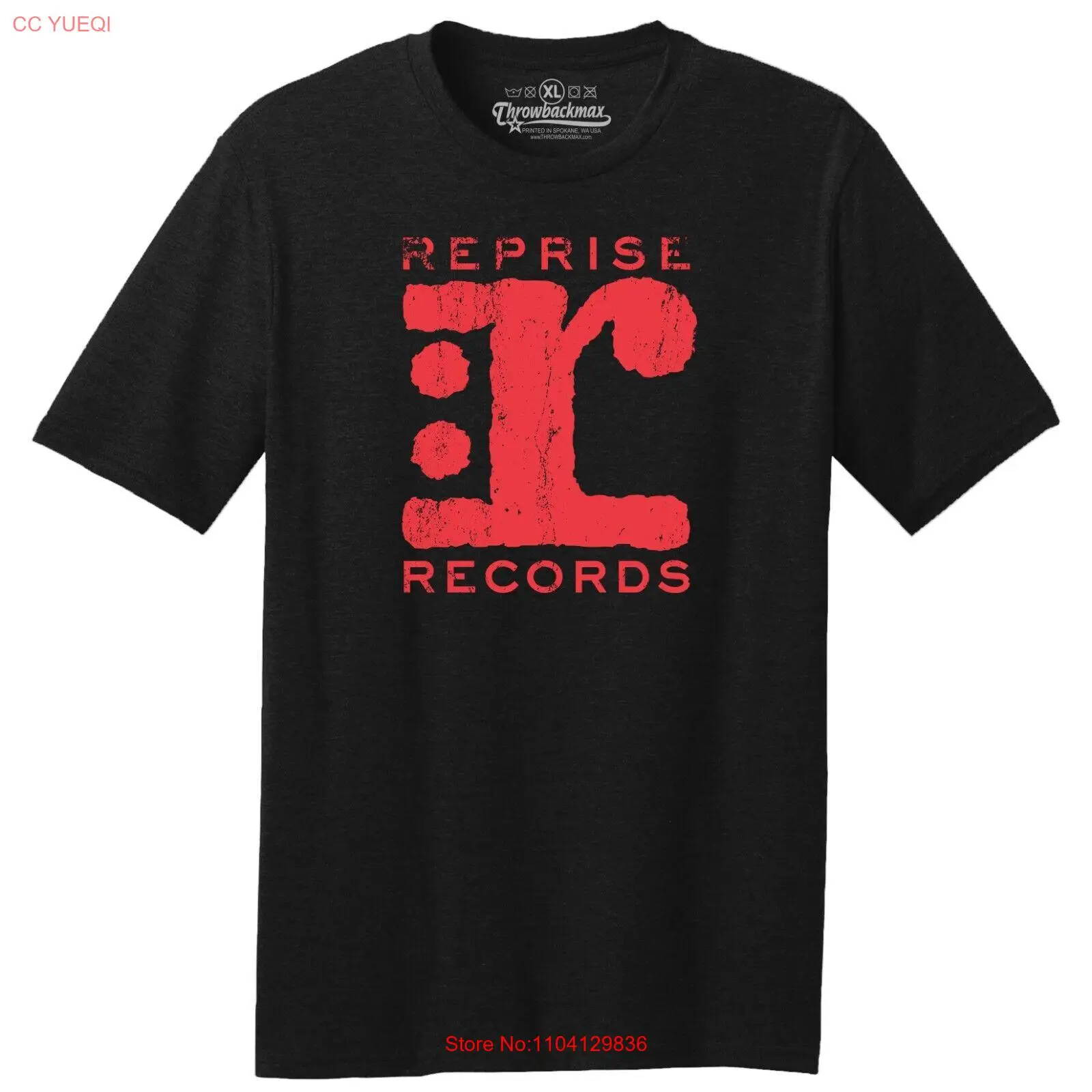 Throwbackmax Reprise Record Label Classic Cut черная футболка Tri-Blend