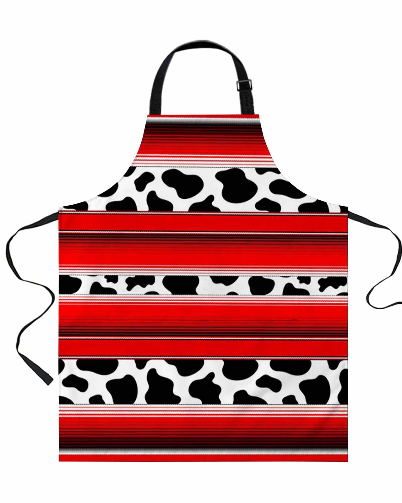 

Красный фартук в Мексиканскую полоску с коровьим узором с текстурой кожи животных водостойкие полезные вещи для кухни для мужчин и женщин домашняя Рабочая одежда