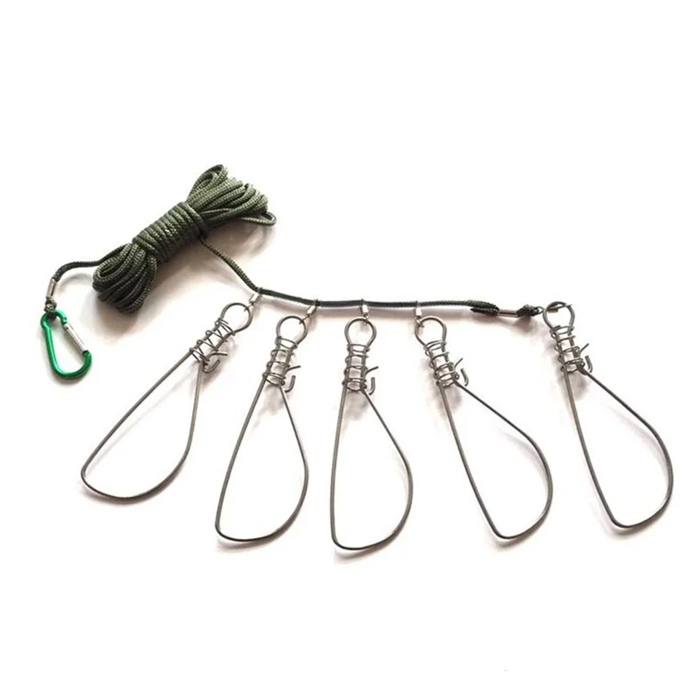 

2 Sets 5m 5 Hooks Stainless Steel Hardcover Fish Lock with Wire Lock Fish Kit