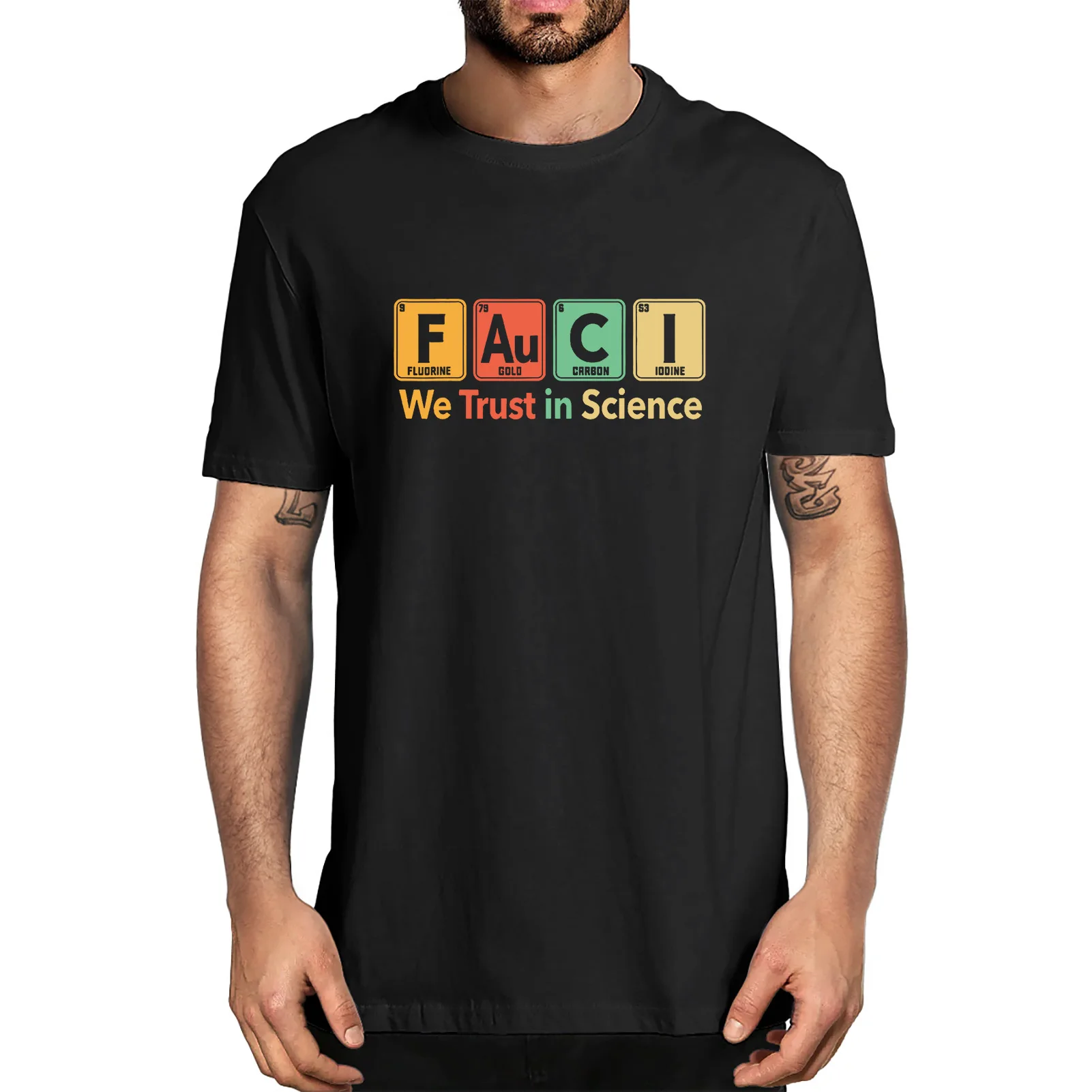 

Unisex Fauci Fludrine Gold Carbon Iddine We Trust In Science Vintage Funny Men's 100% Cotton T-Shirt Streetwear Women Soft Tee