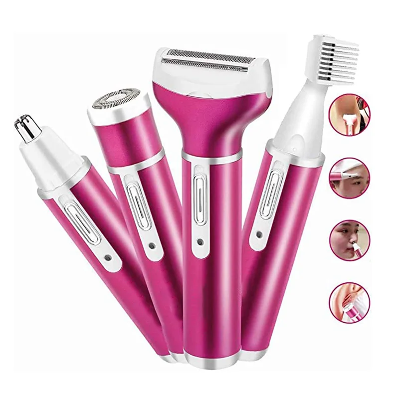 

Women Hair Removal Electric Shaver Lady Razor 4 in 1 for Legs Bikini Facial Nose Ears Eyebrows Body Hair Trimmer Painless Shaver