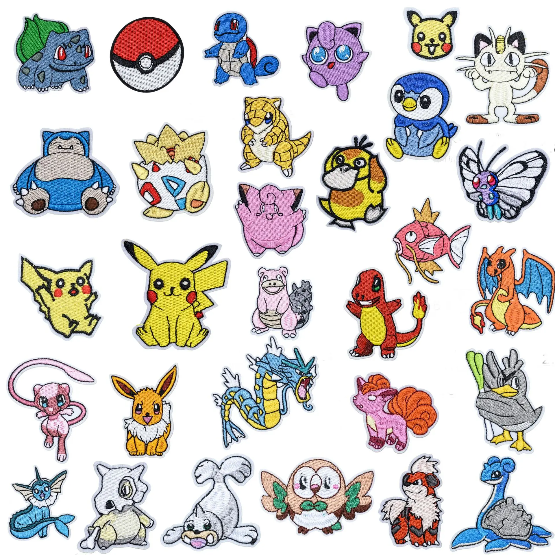 

Cute Pokemon Cloth Patch Pikachu Clothes Stickers Sew on Embroidery Patches Applique Iron on Clothing Cartoon DIY Garment Decor