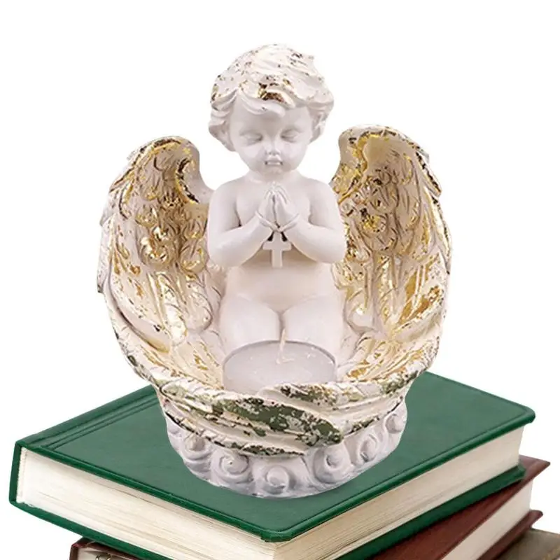

Bereavement Gifts Sympathy Memorial Angel Wing Resin Statue Candle Holder Church Candle Remembrance Condolence Present
