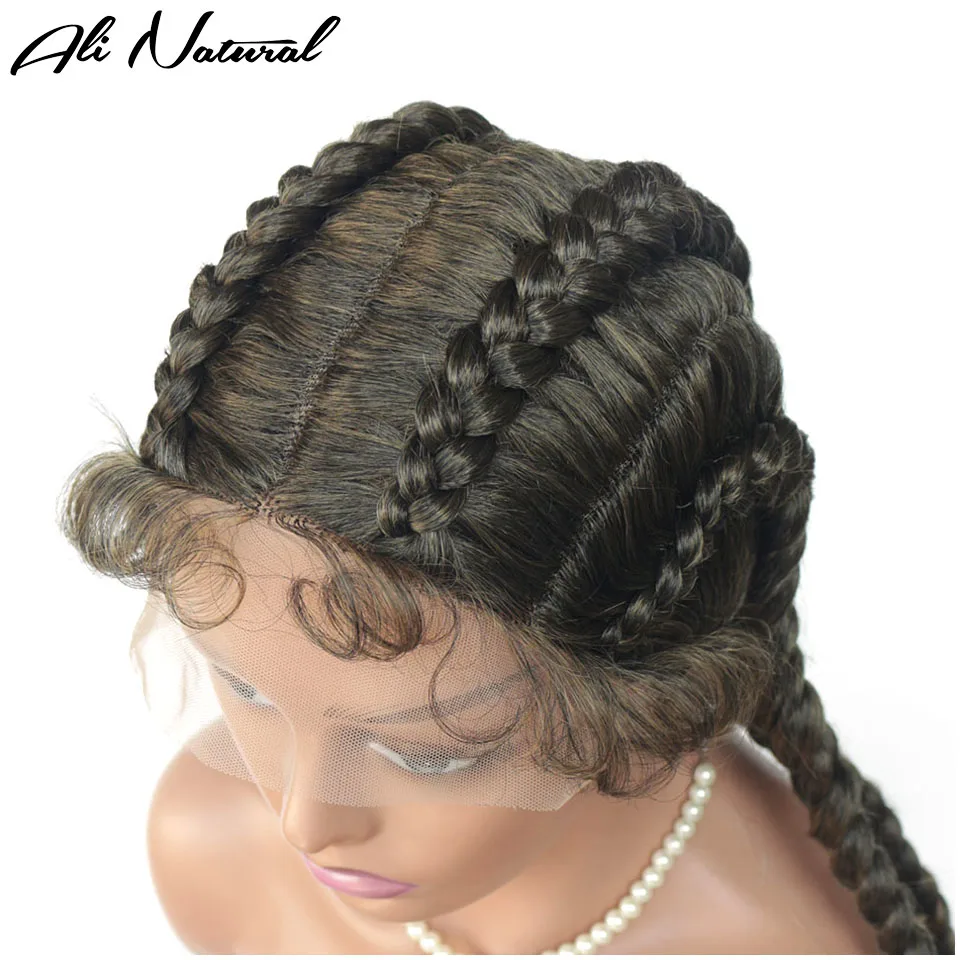 African American Box Braid Hair Wig Synthetic Hair Wig 1b 27 Wholesale 4 Long Box Braided Lace Wigs For Black Women