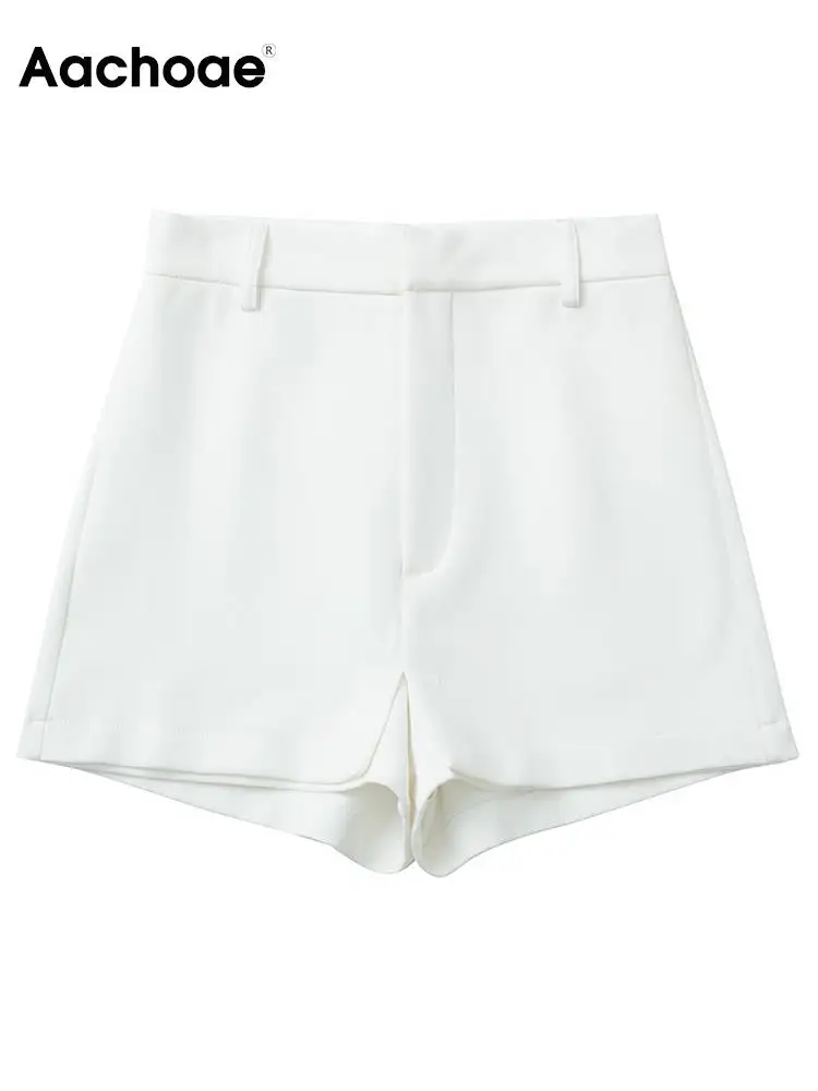 

Aachoae Women Solid Color Shorts Casual High Waist Zipper Fly Skirts Shorts Ladies Summer Chic Shorts Mujer Pantalon