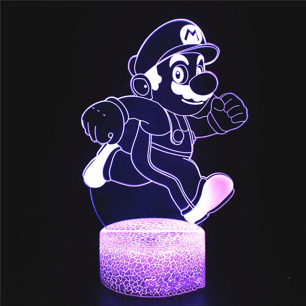 Ночник Surper Mario с 3D рисунком Светодиодный проекционный светильник датчиком