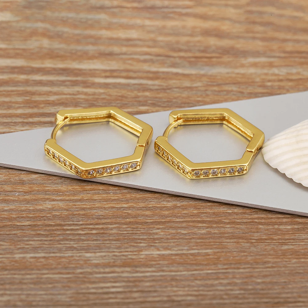 Новые модные серьги-подвески в форме шестиугольника с блестящими кристаллами и