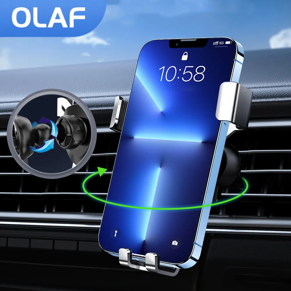 OLAF Gravity Car Phone Holder in Car Air Vent Mount Support GPS Stand For iPhone 13 Pro 12 11 Pro Samsung Huawei Xiaomi Redmi LG