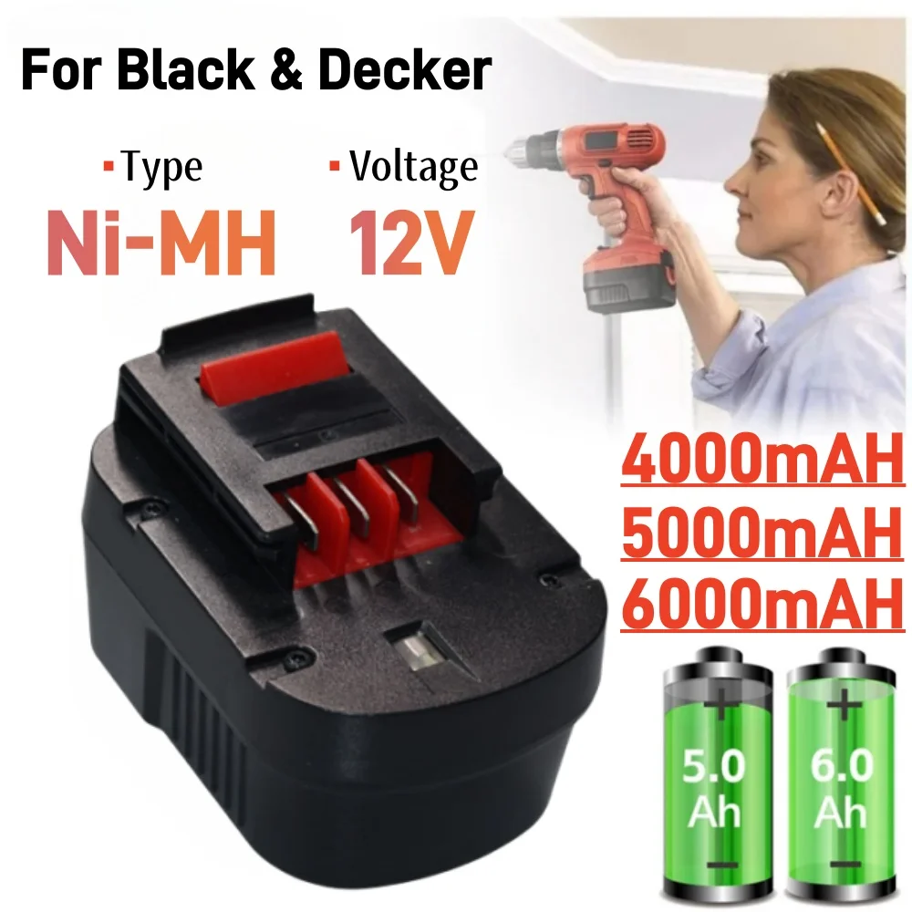 12 В 4000/5000/6000 мАч Замена для Black Decker Ni-MH дрели Инструменты Батарея A12 A12EX FSB12 FS120B A1712 HP