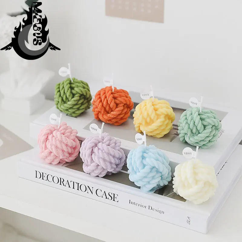 

Wholesale Creative Handmade Wool Ball Candle Aromatherapy Candle Gift Photo Props Essential Oil Scented Candle Home Decoration