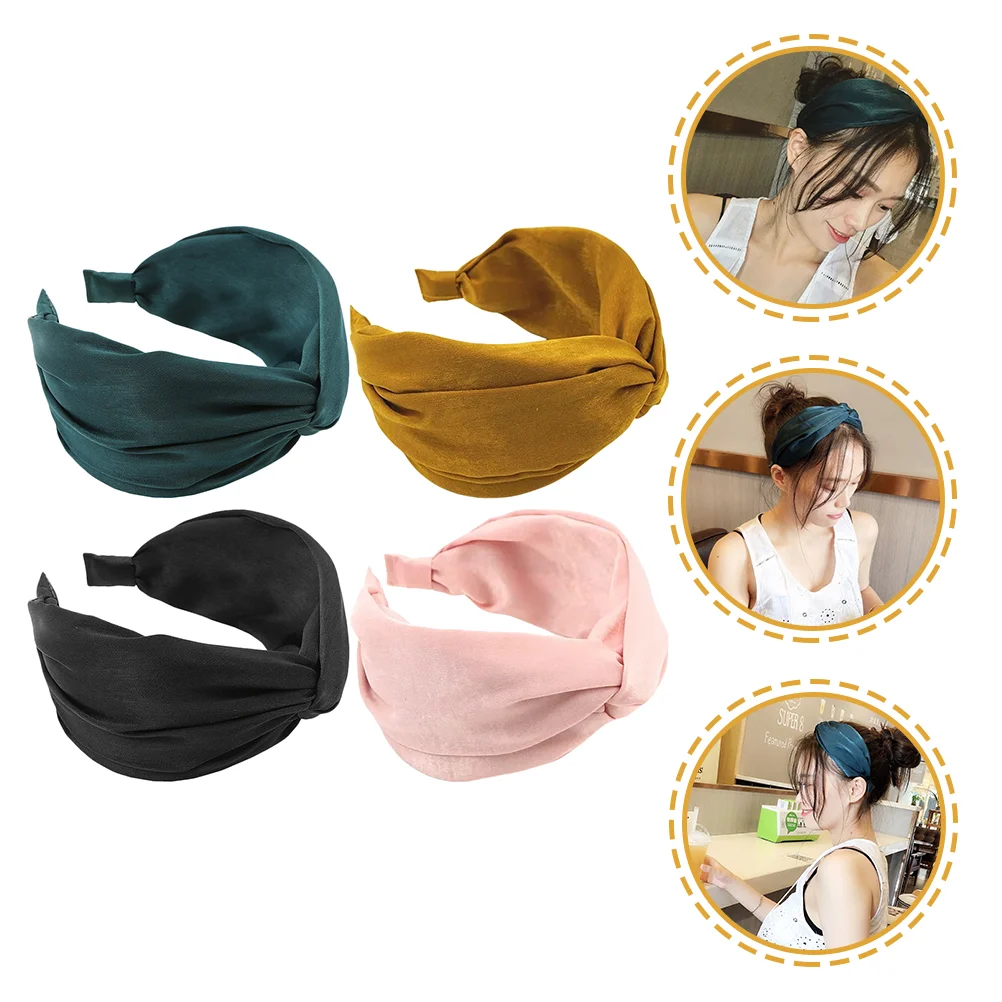 4pcs Womens Headbands Knotted Head Bands Knot Turban Hair Bands Fashion Headbands