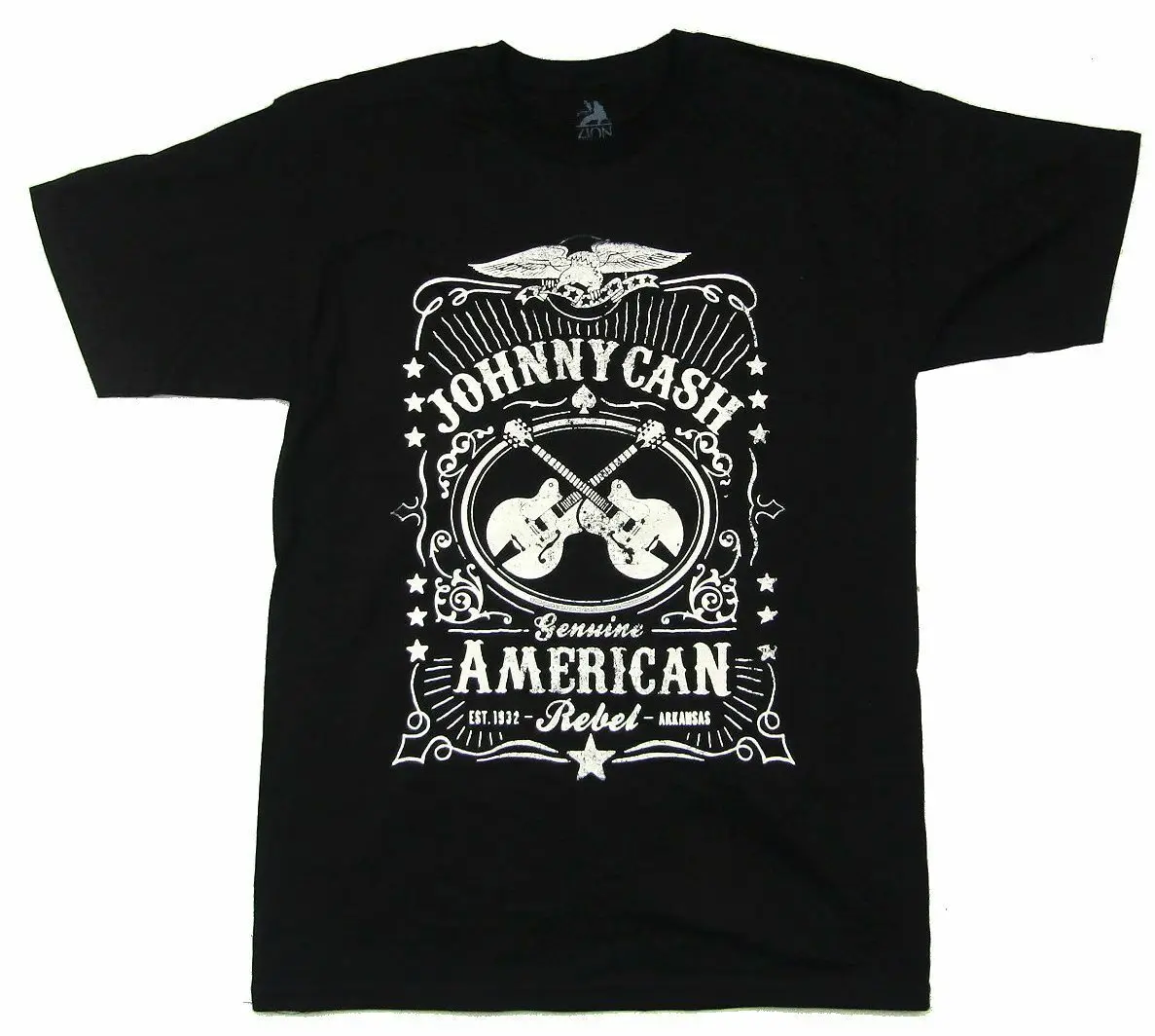 

Johnny Cash American Rebel White Image Black T Shirt New Merch