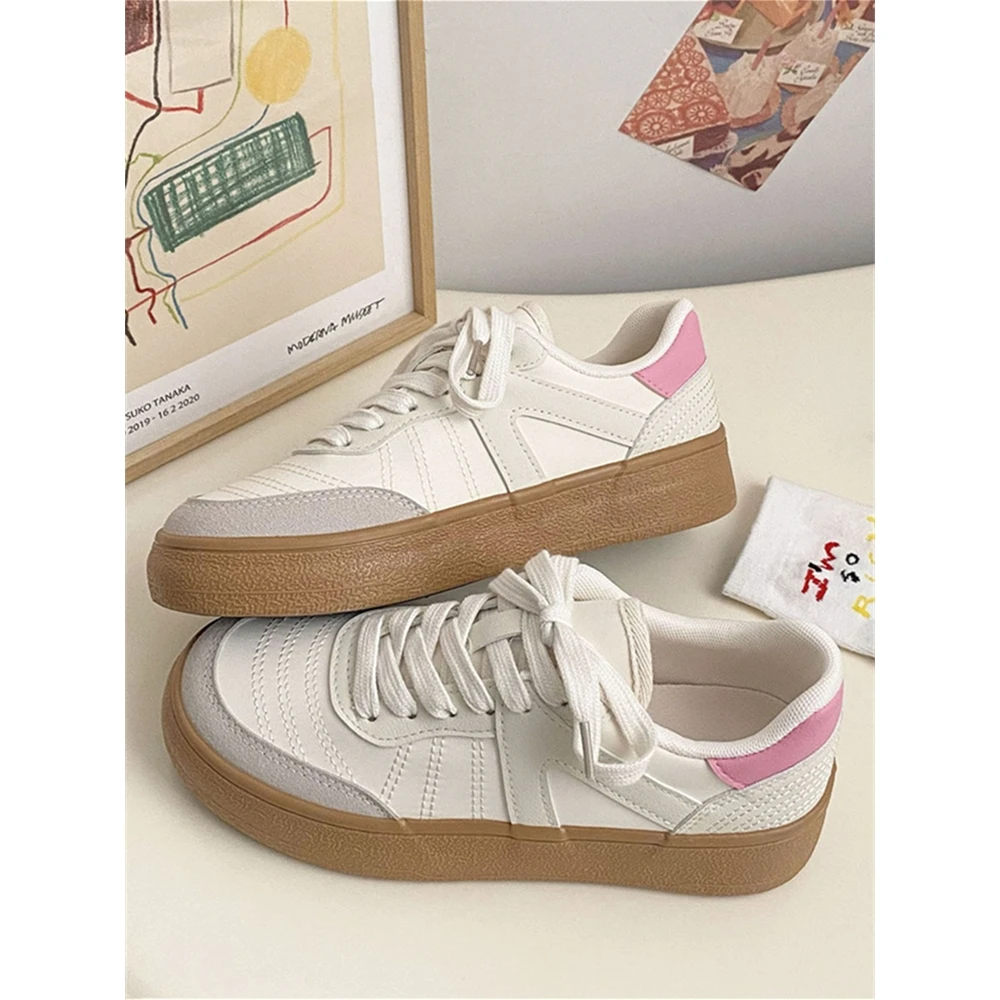 

Luxury White Sneakers Women Vulcanized Shoes Platform Fashion Lace Up Flats Shoes Female Trend Casual Sneakers Shoes Brand Z081