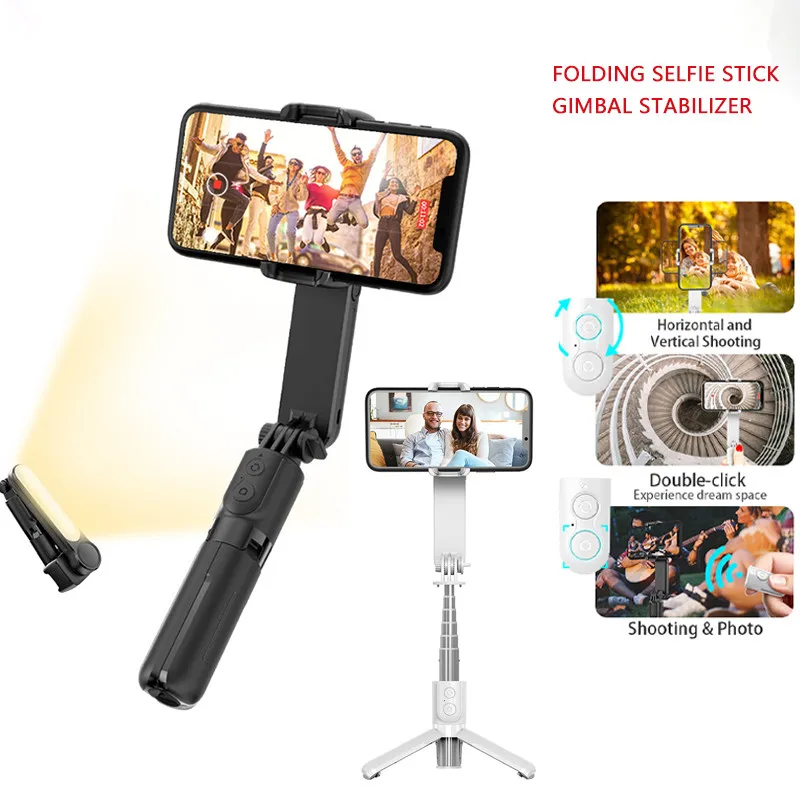 

L09 Handheld Gimbal Stabilizer Wireless Bluetooth Extendable Selfie Stick Tripod with fill light Remote Mobile stabilizer Gimbal