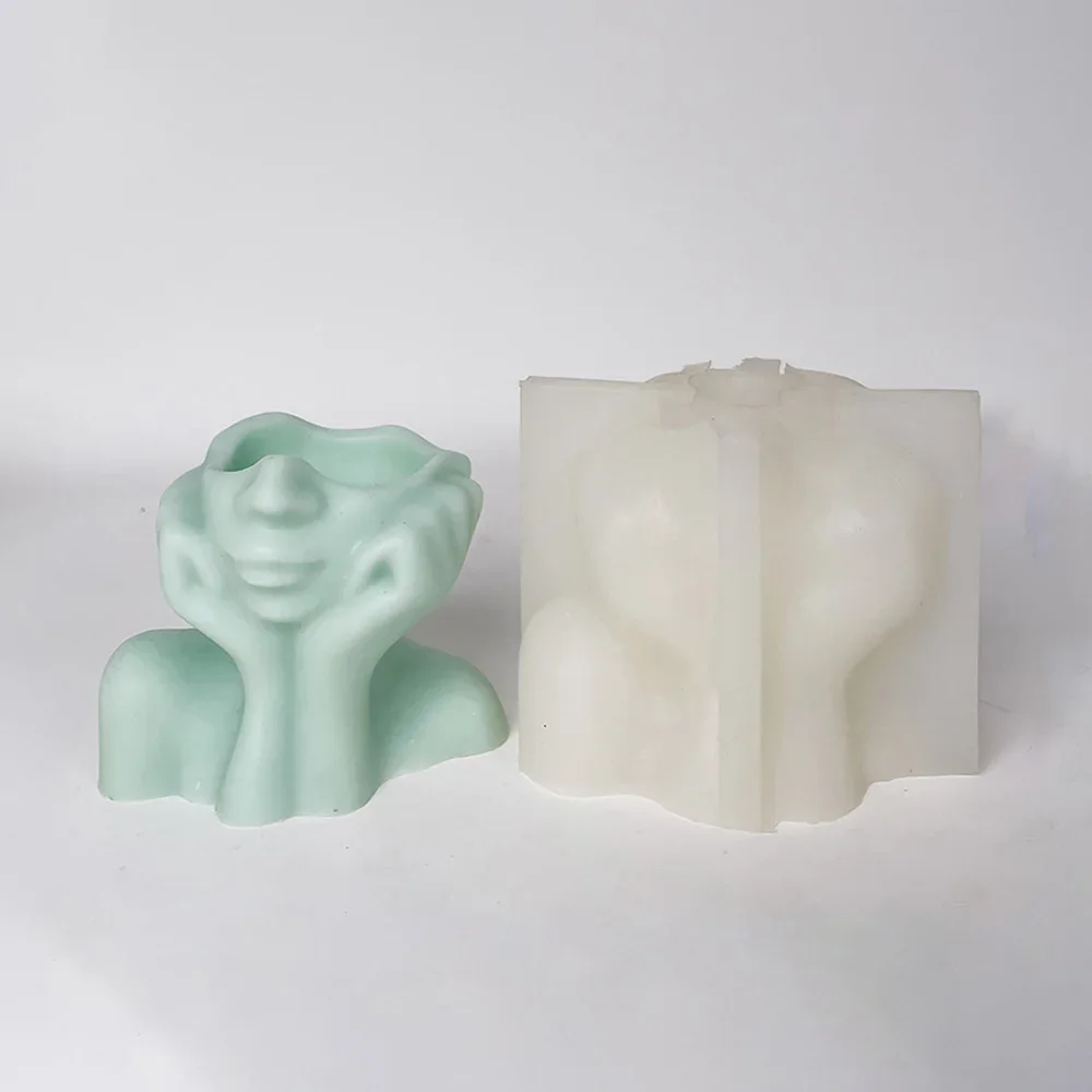 Абстрактное лицо силиконовая форма для цветочного горшка суккулентные растения