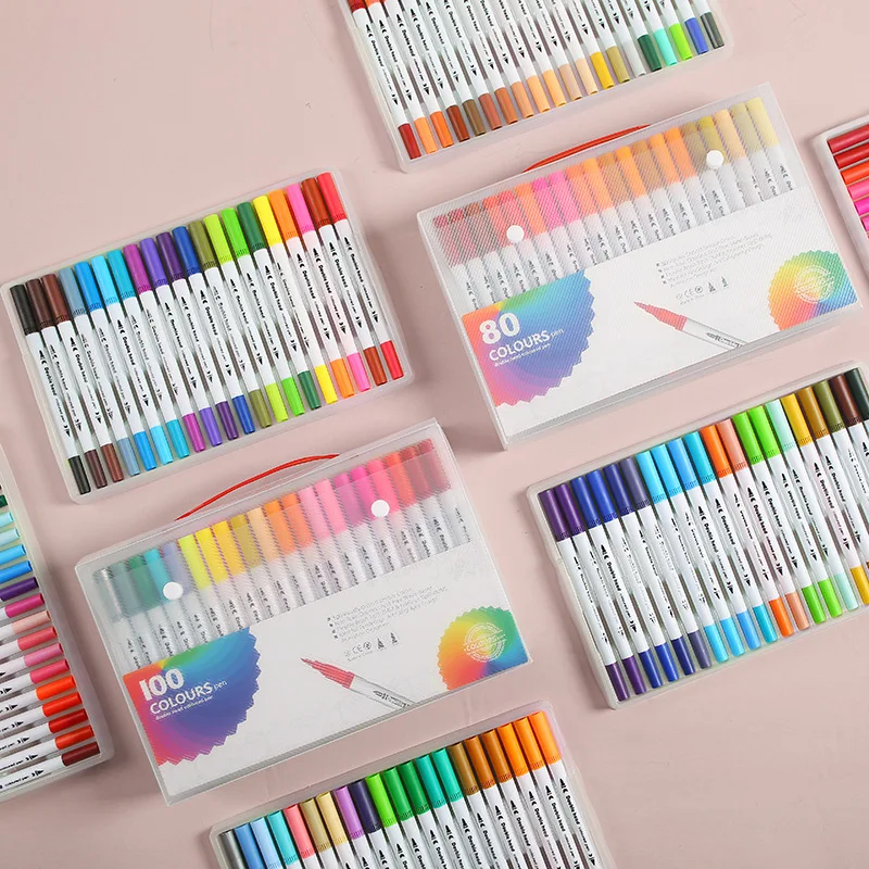 

Набор акварельных художественных маркеров 120/100/80/60/48 цветов, кисть, ручка, двойной наконечник, тонкий рисунок для каллиграфии, рисования