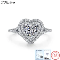 hihosilver size 5 6 7 8 9 heart zircon 100 real sterling 925 silver ring for women gift finger jewelry wedding girl hhh21103