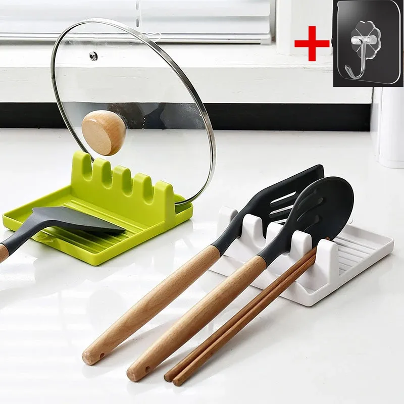 

Kitchen Spoon Holders Fork Spatula Rack Shelf Organizer Plastic Spoon Rest Tableware Storage Rack for Spoon Pot Lid Holder