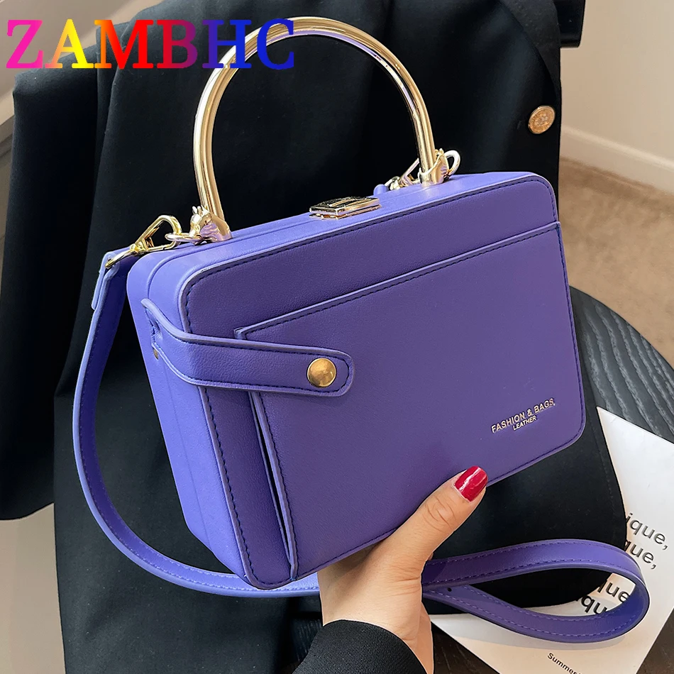 

Elegant Evening Party Women's Box Tote PU Leather Hard Shoulder Crossbody Bags 2022 Trend Small Purses and Handbags Luxury Brand