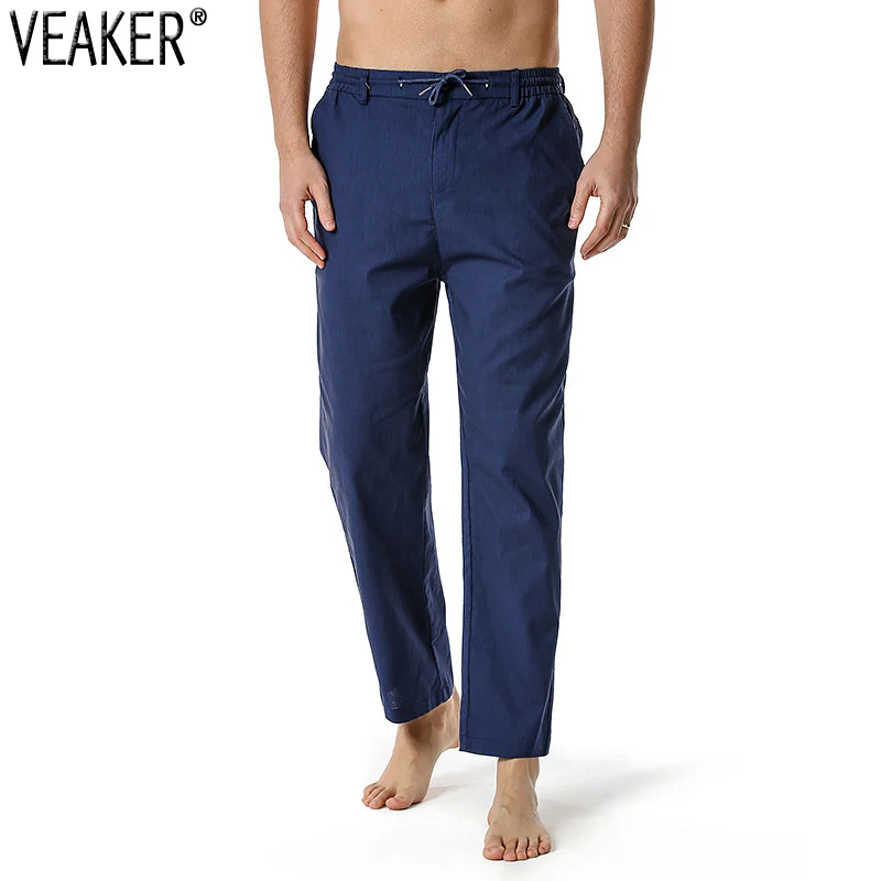 

2022 New Men's Breathable Linen Pants Male Slim Fit Solid Color Cotton Linen Trousers Casual Fitness Pant S-3XL