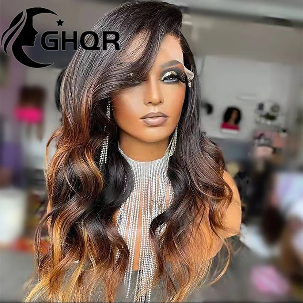 human hair lace frontal wig Brazilian wave Colored blonde Human Hair Wigs For Women Hd Transparent Glueless Lace Wig ombre