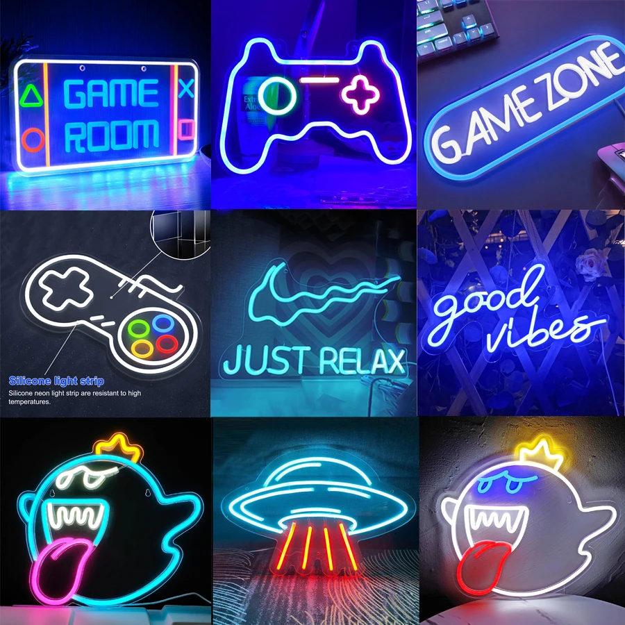

Детская неоновая вывеска, геймпад в форме женской таблички, игровой подарок для мальчиков, декор для игровой комнаты, настенное украшение для спальни