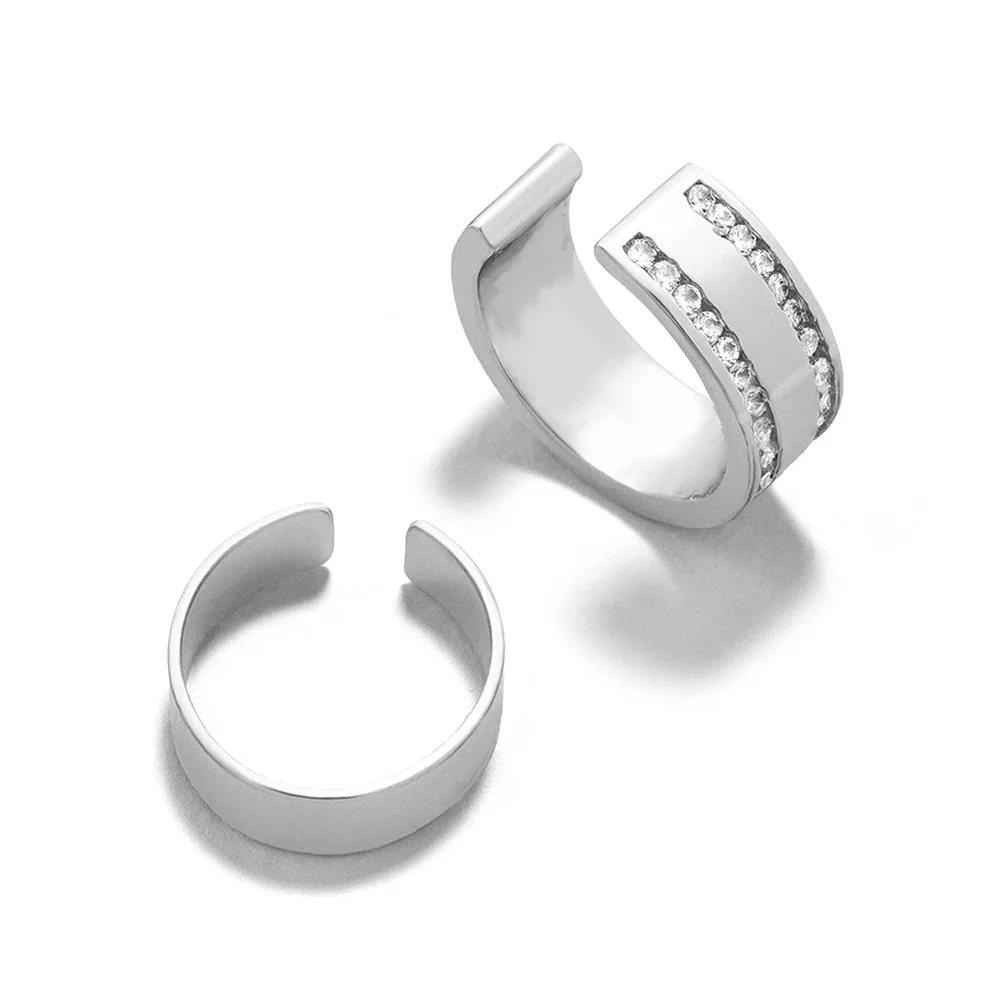 

2pcs/set Simple Ins Alloy CZ Ear Cuff Multi-color Earrings For Women Girls No Piercing Ear Clip Jewelry Gift