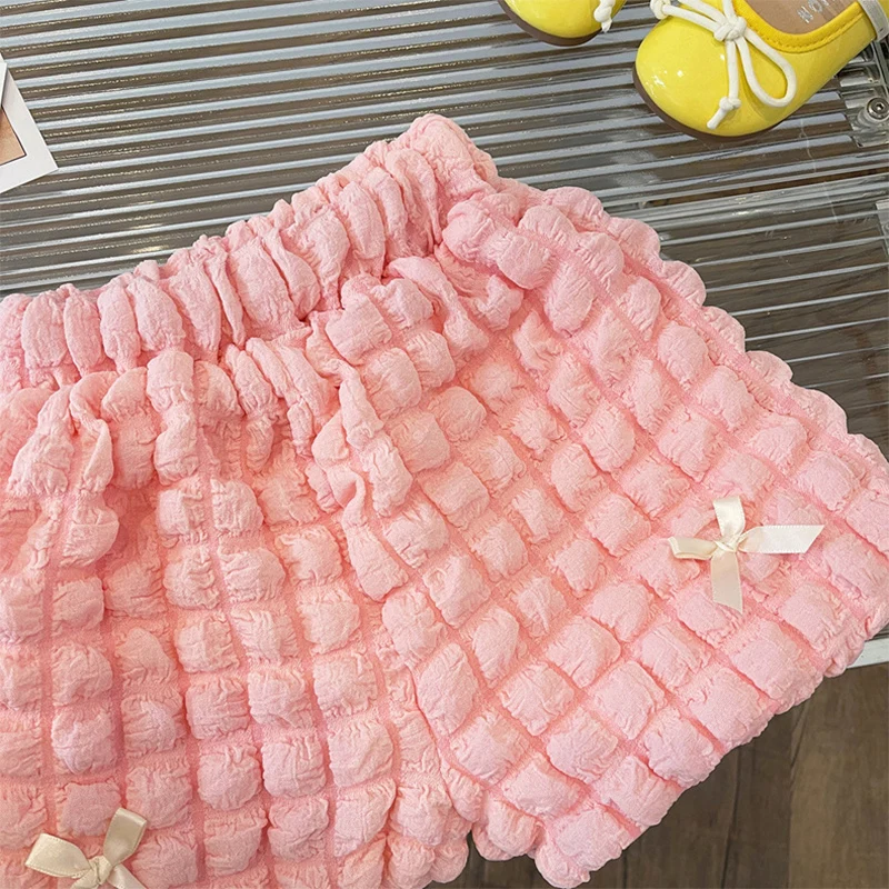 Детские летние костюмы принцессы мода 2025 однотонный топ с короткими рукавами для