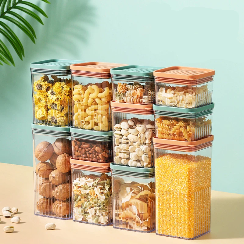 

Food Storage Container Clear Plastic Kitchen and Pantry Organization Canisters for Cereal Dry Food Flour Sugar