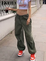 parachute pants y2k vintage cargo pants women streetwear sweatpants fashion overalls baggy pants drawstring low waist trouser