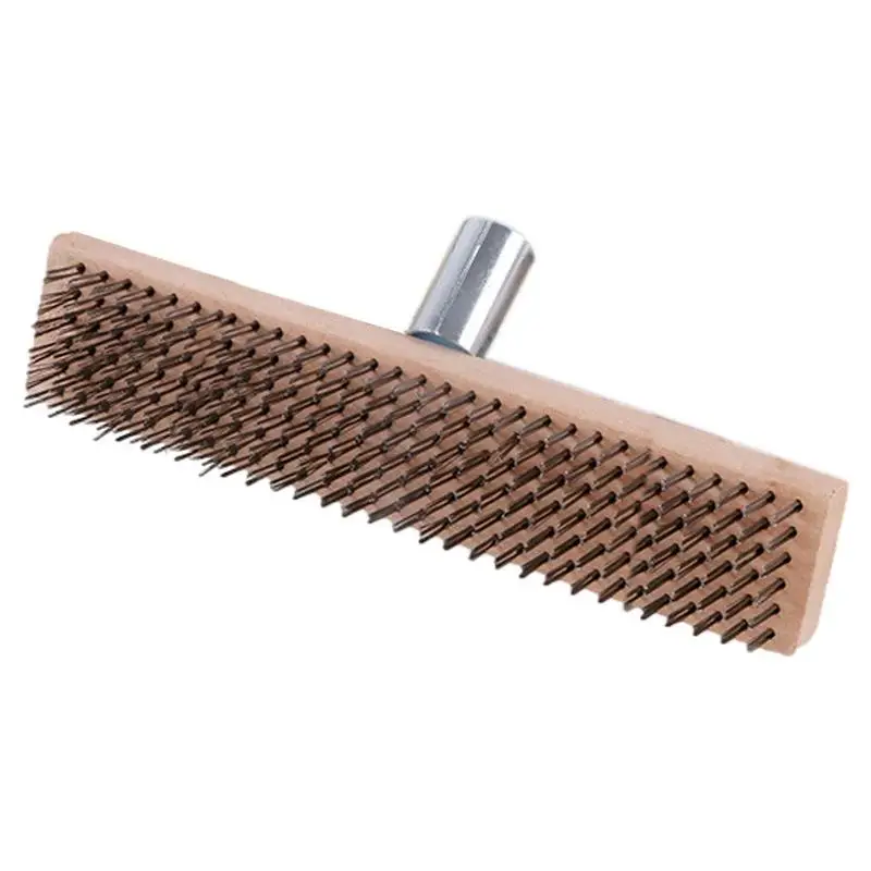 

Steel Wire Broom 30cm Sturdy Garden Cleaning Broom Reusable Scratch Brush Leaf Rake With Wooden Handle Socket Thickened Garden