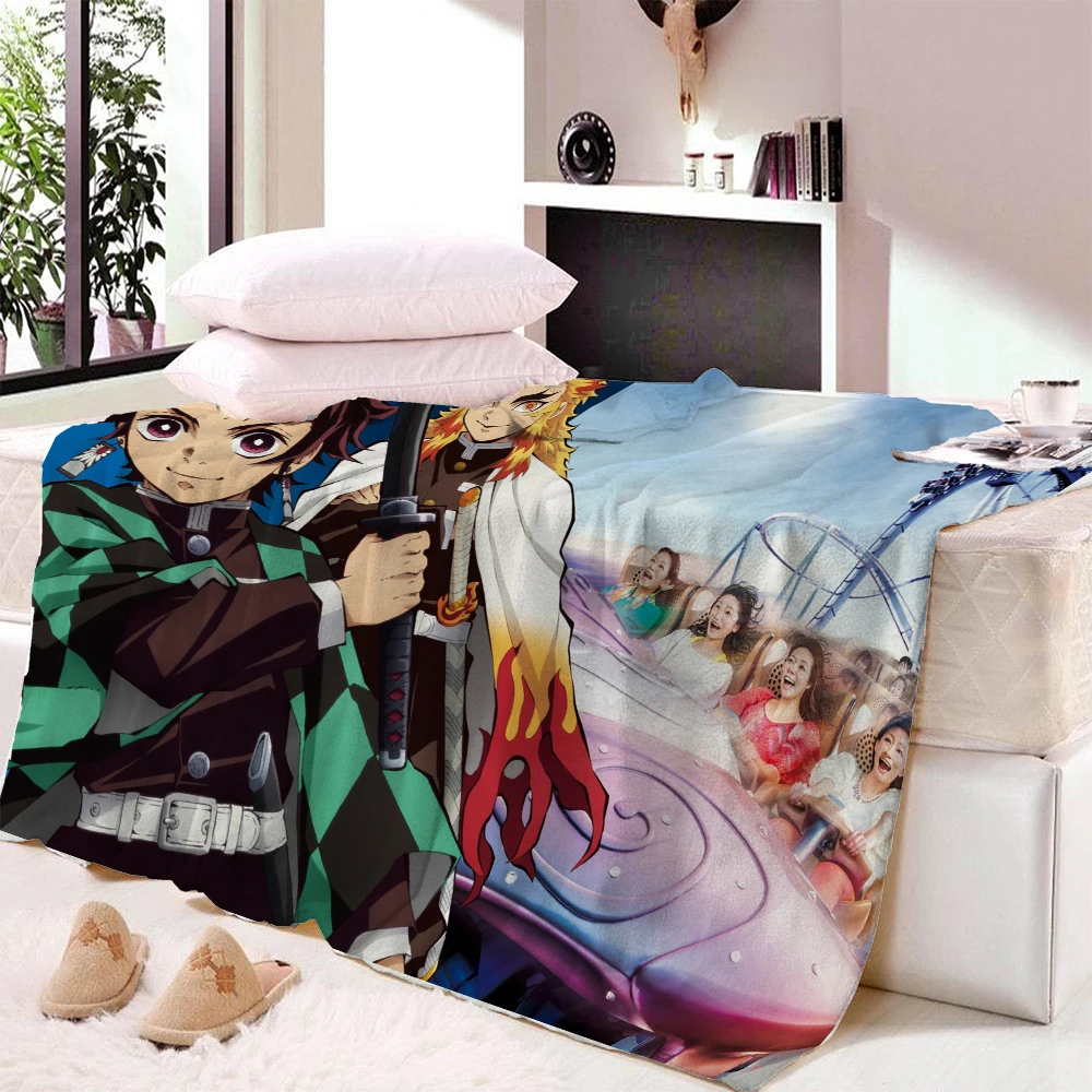 

Одеяло с изображением рассекающего демонов из аниме, двойной матрас с изображением героев мультфильмов, льняные Детские Чехлы, постельные ...