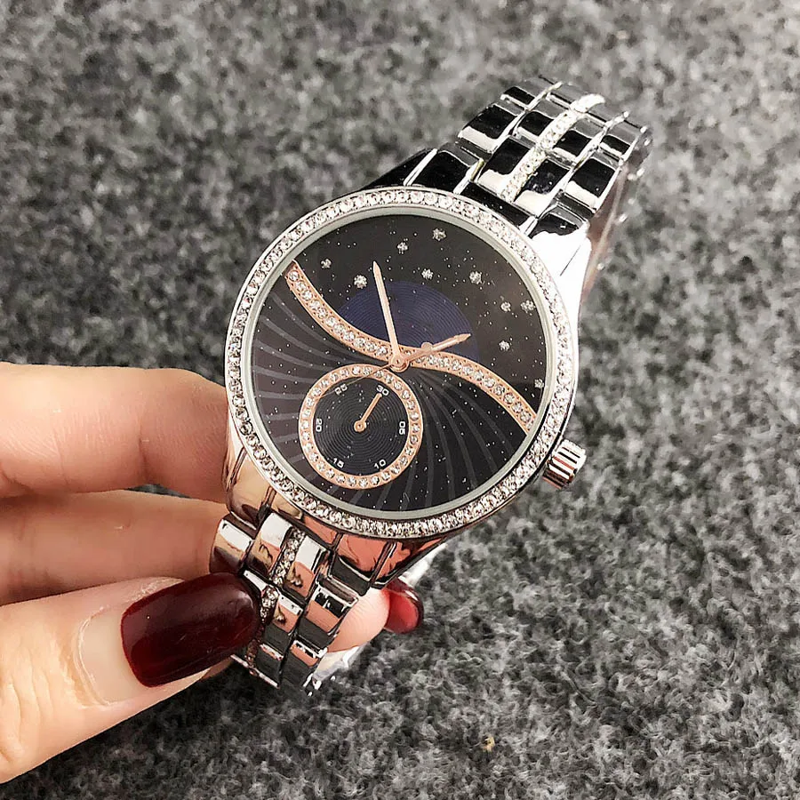 Brand Wrist Watches Women Girl Ladies Crystal Style Quartz Casual Steel Metal Band Clock m74