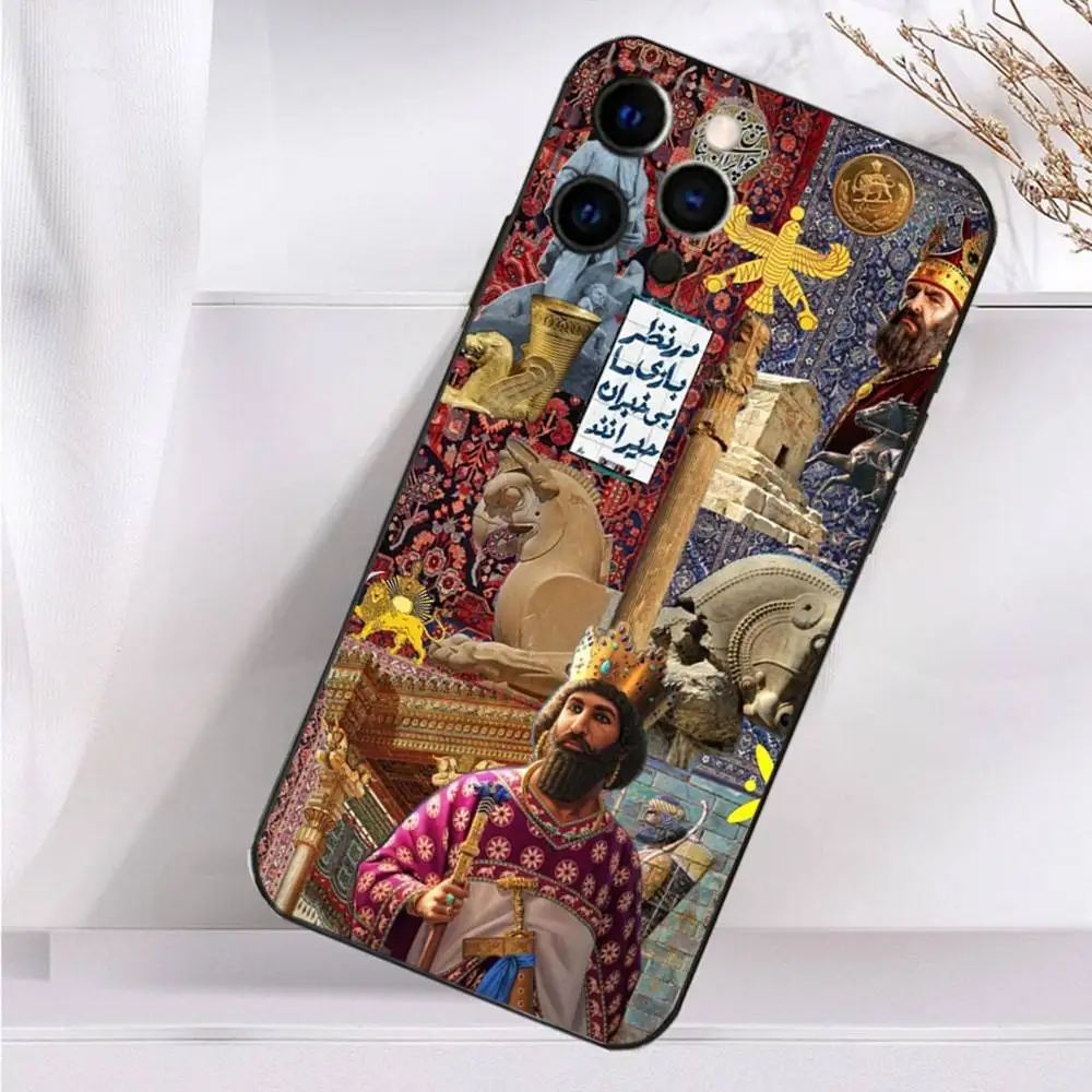 Фото Чехол для телефона I-Iran History Art Shah для iPhone 16,15,17,14,13,12,11 Plus, Pro Max, XS, XR, SE, Mini, 8,7, мягкий силиконовый черный чехол №3