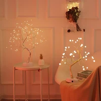 led night light christmas tree copper wire garland lamp for home bedroom decor fairy lights luminary holiday lighting table lamp