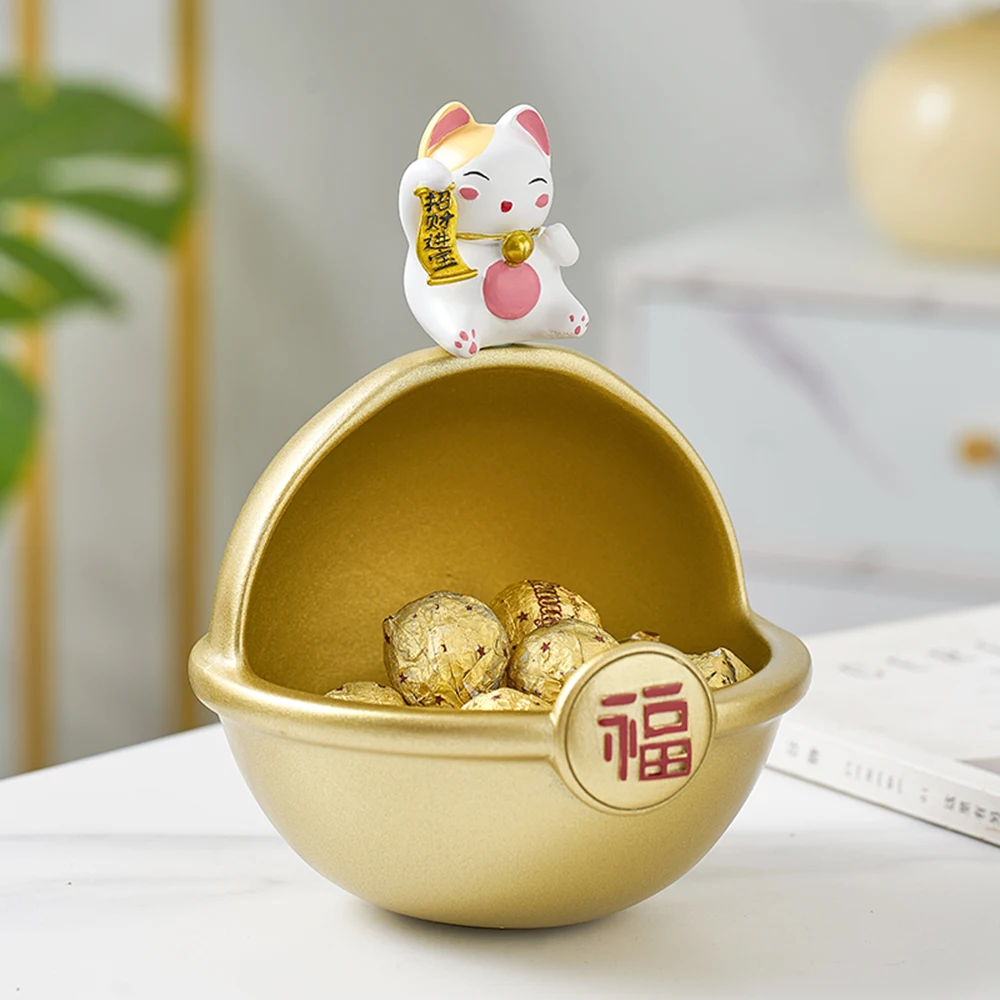 

creative lucky cat figurines storage box Japanese style home decor resin statue Maneki Neko Candy Box Fortune Cat Table Decor